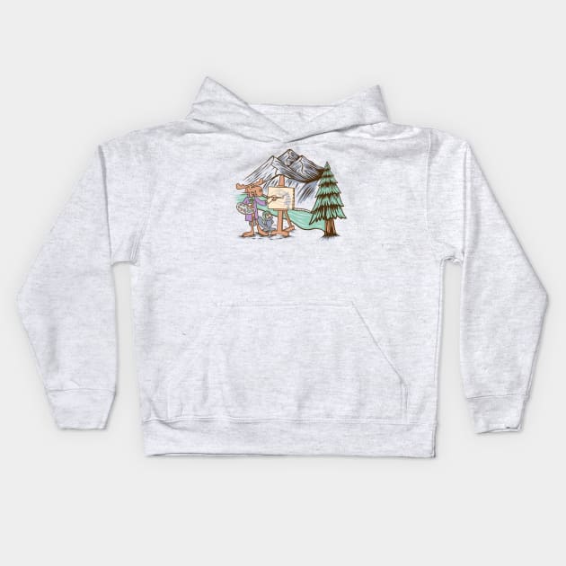 Rocky and Bullwinkle Paint the Mountains Kids Hoodie by something_kind